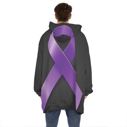 Purple All Cancer Awareness Ribbon Print Hoodie Blanket