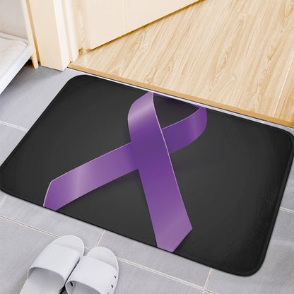 Purple All Cancer Awareness Ribbon Print Indoor Door Mat