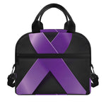 Purple All Cancer Awareness Ribbon Print Insulated Lunch Bag