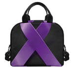 Purple All Cancer Awareness Ribbon Print Insulated Lunch Bag