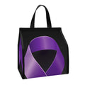 Purple All Cancer Awareness Ribbon Print Insulated Lunch Tote
