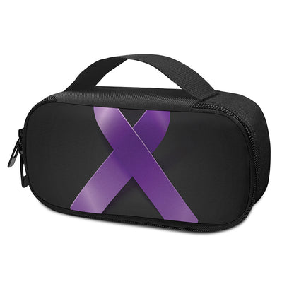 Purple All Cancer Awareness Ribbon Print Insulin Cooler Travel Case