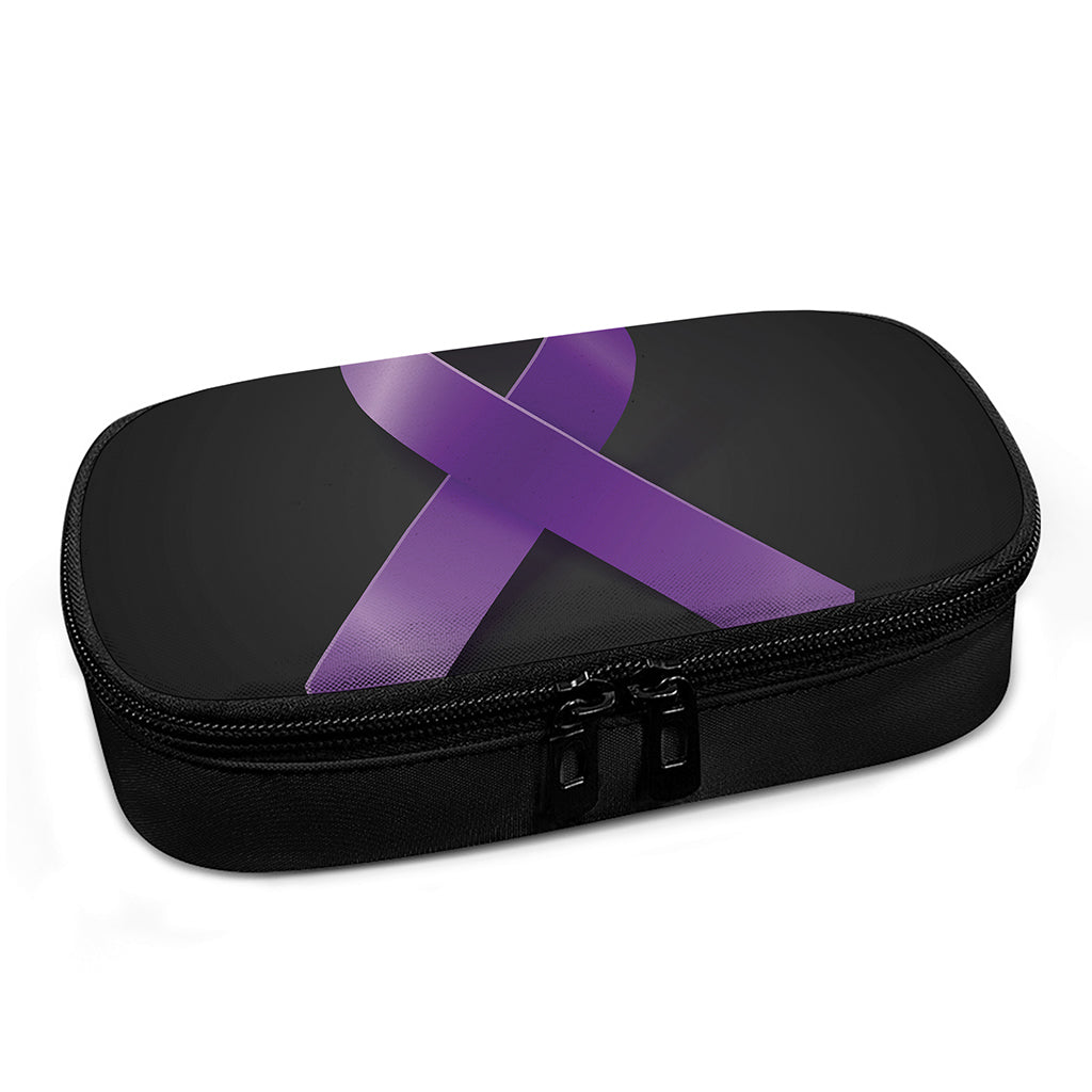 Purple All Cancer Awareness Ribbon Print Insulin Cooler Travel Case