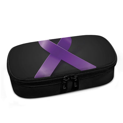 Purple All Cancer Awareness Ribbon Print Insulin Cooler Travel Case