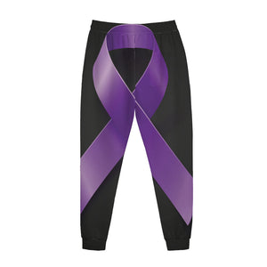 Purple All Cancer Awareness Ribbon Print Jogger Pants