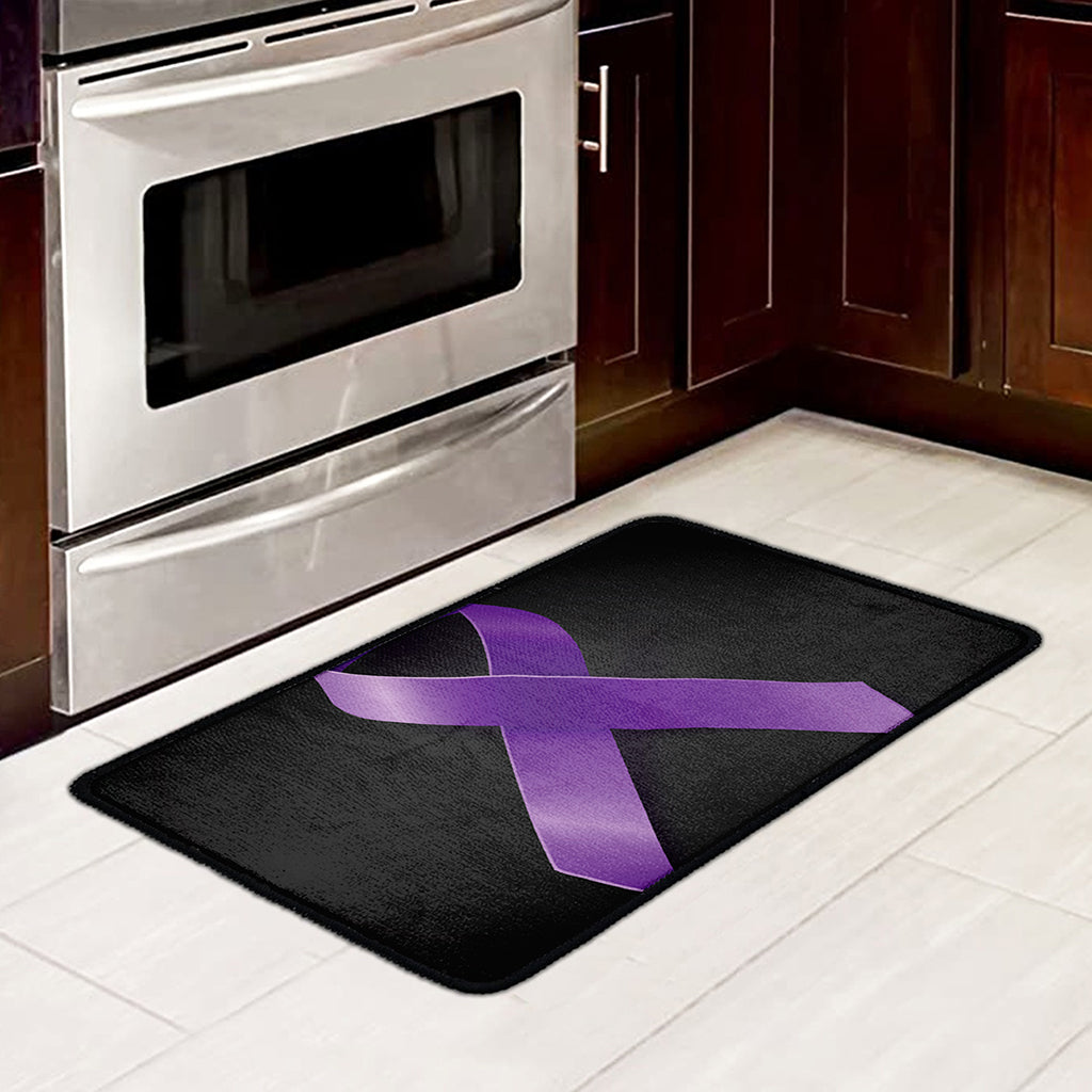 Purple All Cancer Awareness Ribbon Print Kitchen Mat