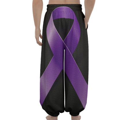 Purple All Cancer Awareness Ribbon Print Lantern Pants
