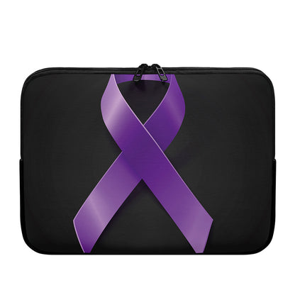 Purple All Cancer Awareness Ribbon Print Laptop Sleeve