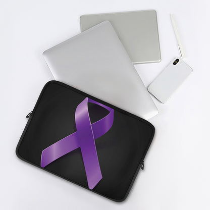 Purple All Cancer Awareness Ribbon Print Laptop Sleeve