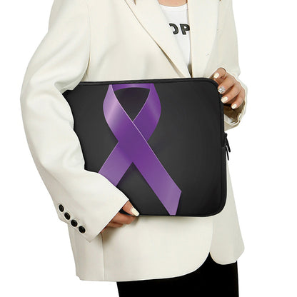 Purple All Cancer Awareness Ribbon Print Laptop Sleeve