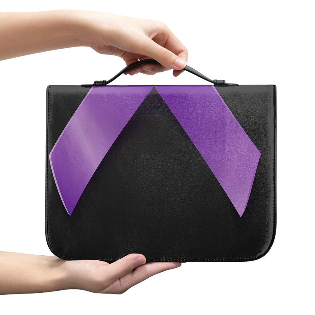 Purple All Cancer Awareness Ribbon Print Leather Bible Cover