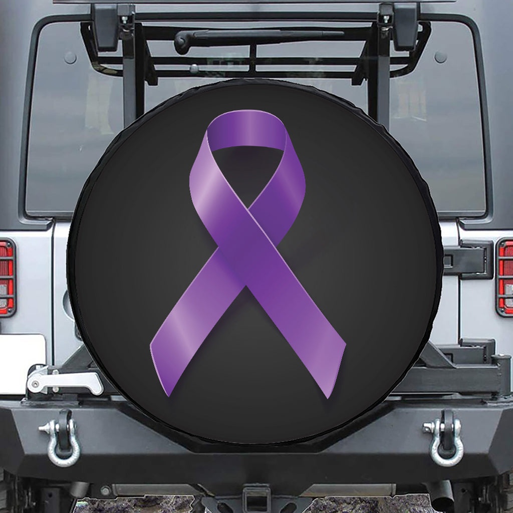Purple All Cancer Awareness Ribbon Print Leather Spare Tire Cover