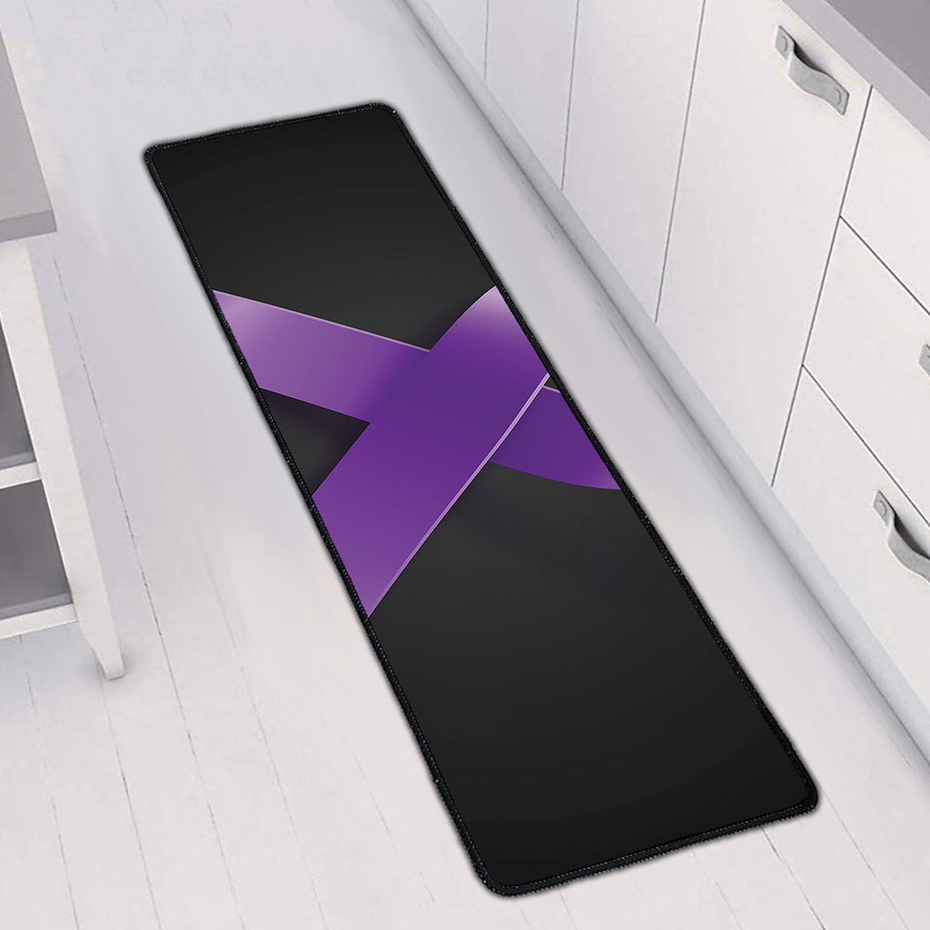 Purple All Cancer Awareness Ribbon Print Long Kitchen Mat