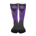 Purple All Cancer Awareness Ribbon Print Long Socks