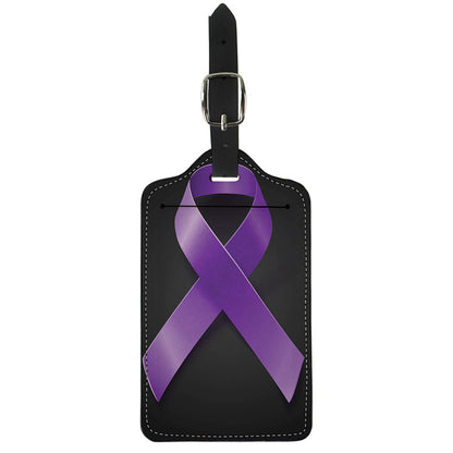 Purple All Cancer Awareness Ribbon Print Luggage Tag