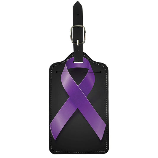 Purple All Cancer Awareness Ribbon Print Luggage Tag