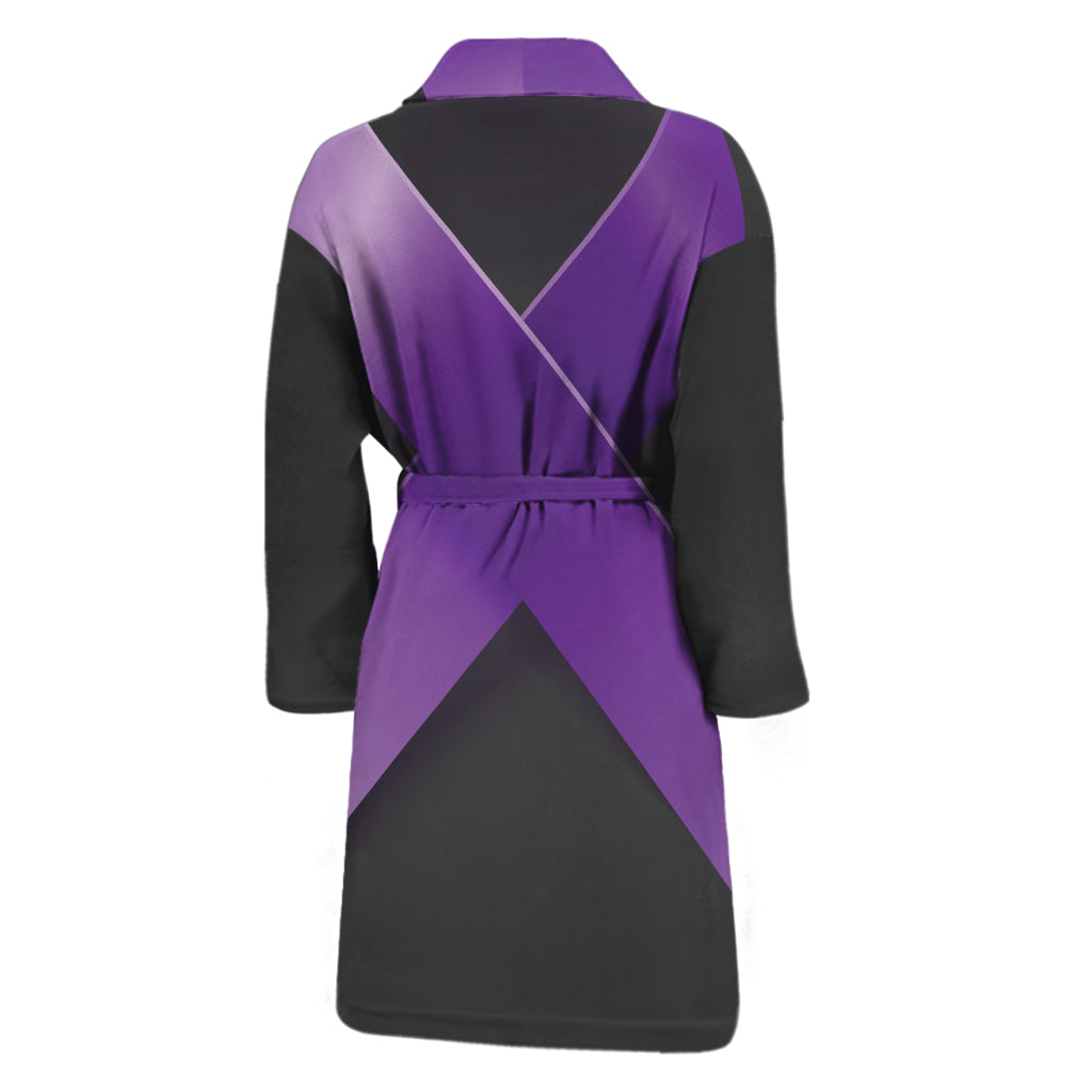 Purple All Cancer Awareness Ribbon Print Men's Bathrobe
