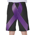 Purple All Cancer Awareness Ribbon Print Men's Beach Shorts
