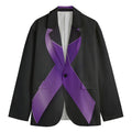 Purple All Cancer Awareness Ribbon Print Men's Blazer