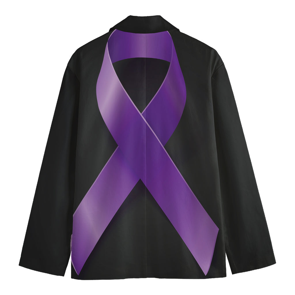 Purple All Cancer Awareness Ribbon Print Men's Blazer
