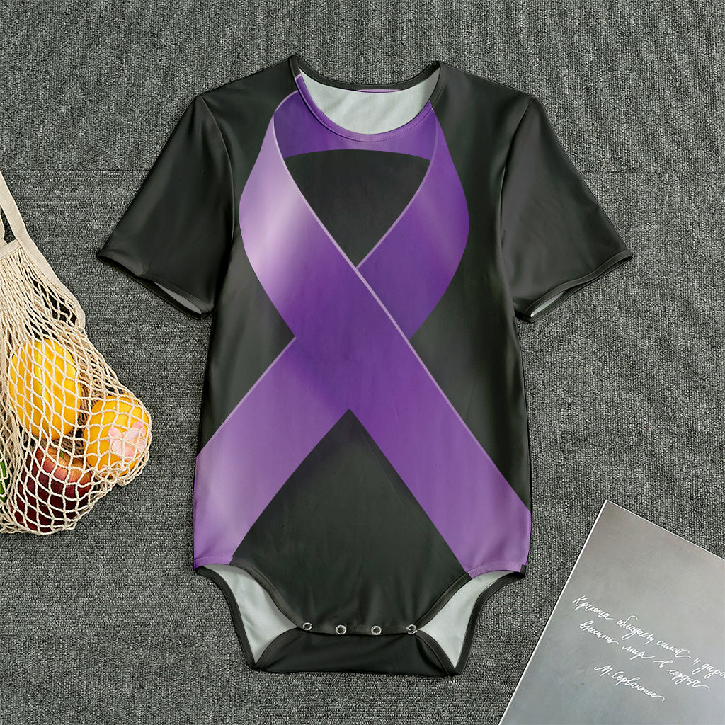 Purple All Cancer Awareness Ribbon Print Men's Bodysuit