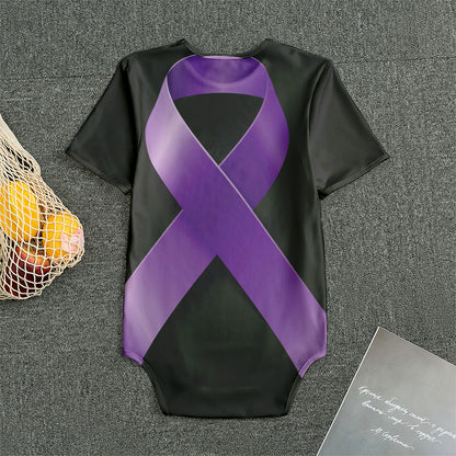 Purple All Cancer Awareness Ribbon Print Men's Bodysuit