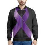 Purple All Cancer Awareness Ribbon Print Men's Bomber Jacket