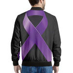 Purple All Cancer Awareness Ribbon Print Men's Bomber Jacket
