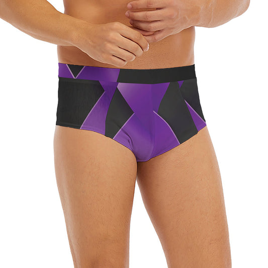 Purple All Cancer Awareness Ribbon Print Men's Briefs