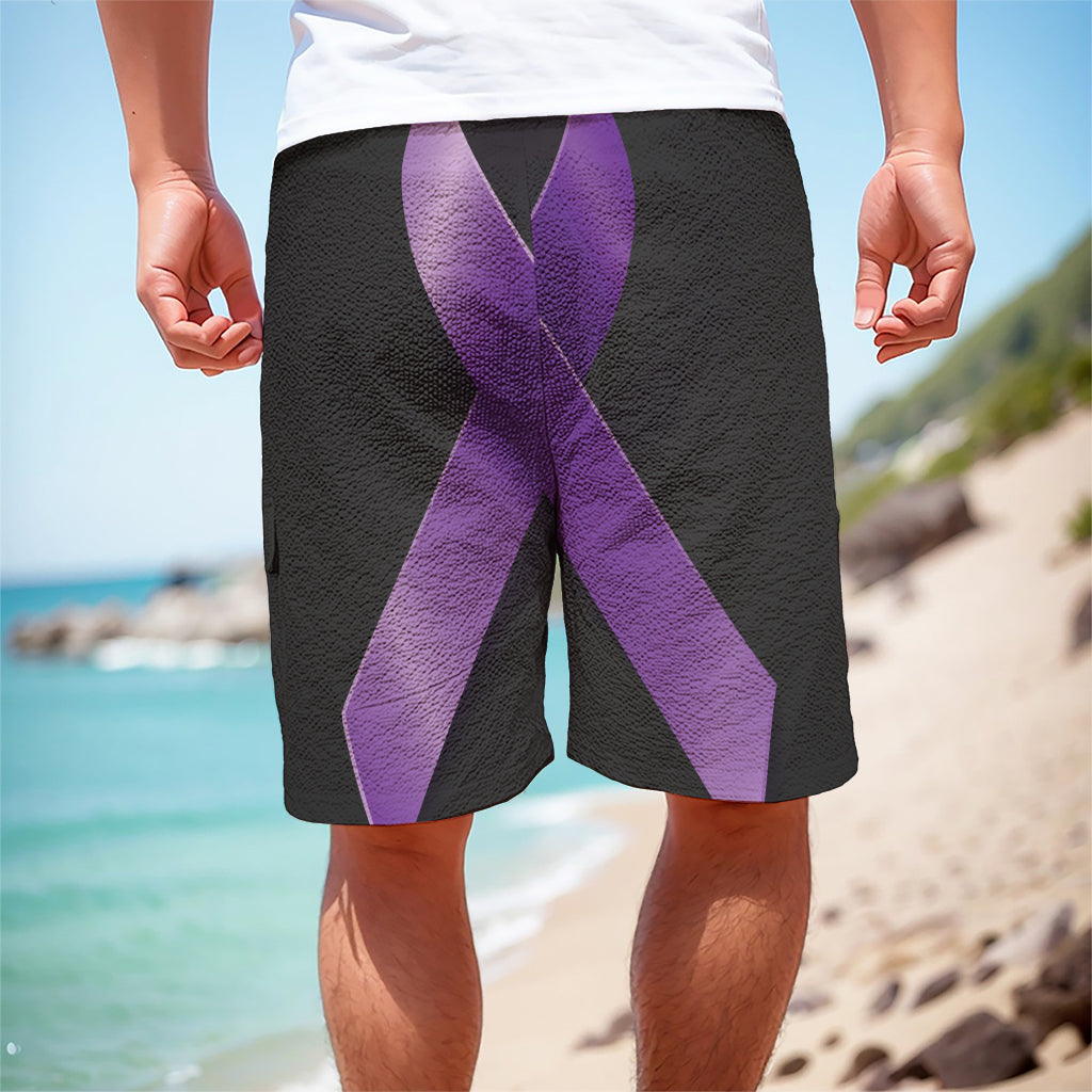 Purple All Cancer Awareness Ribbon Print Men's Cargo Shorts