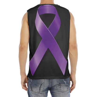 Purple All Cancer Awareness Ribbon Print Men's Fitness Tank Top