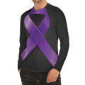 Purple All Cancer Awareness Ribbon Print Men's Long Sleeve Rash Guard