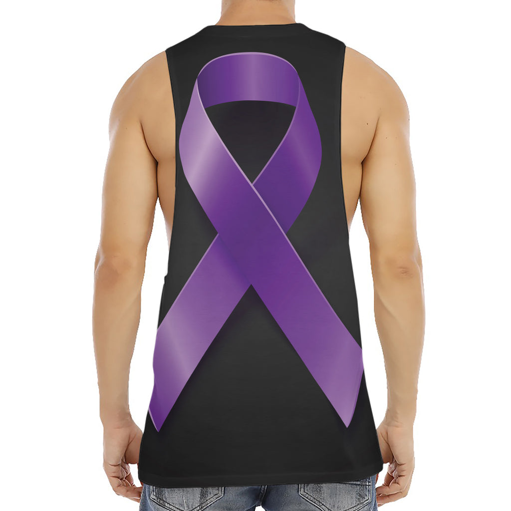 Purple All Cancer Awareness Ribbon Print Men's Muscle Tank Top