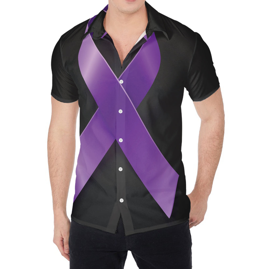 Purple All Cancer Awareness Ribbon Print Men's Shirt