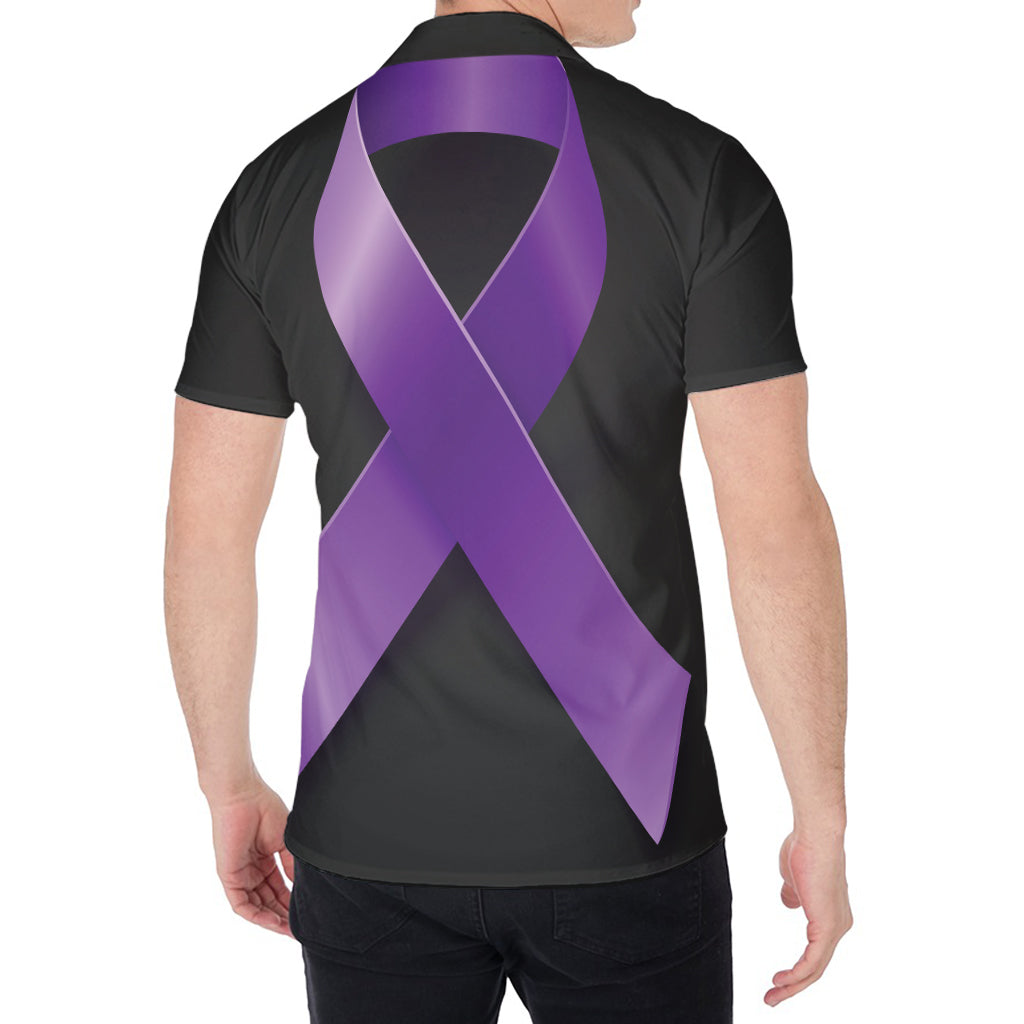 Purple All Cancer Awareness Ribbon Print Men's Shirt