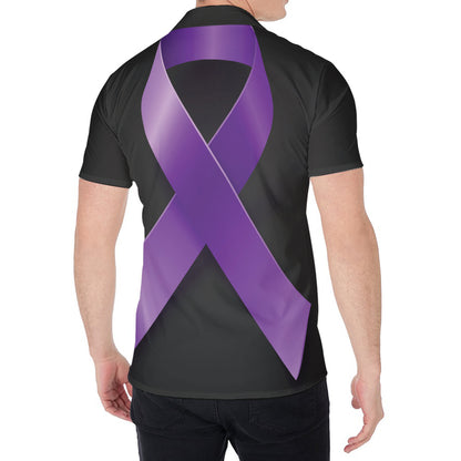 Purple All Cancer Awareness Ribbon Print Men's Shirt
