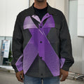 Purple All Cancer Awareness Ribbon Print Men's Shirt Jacket