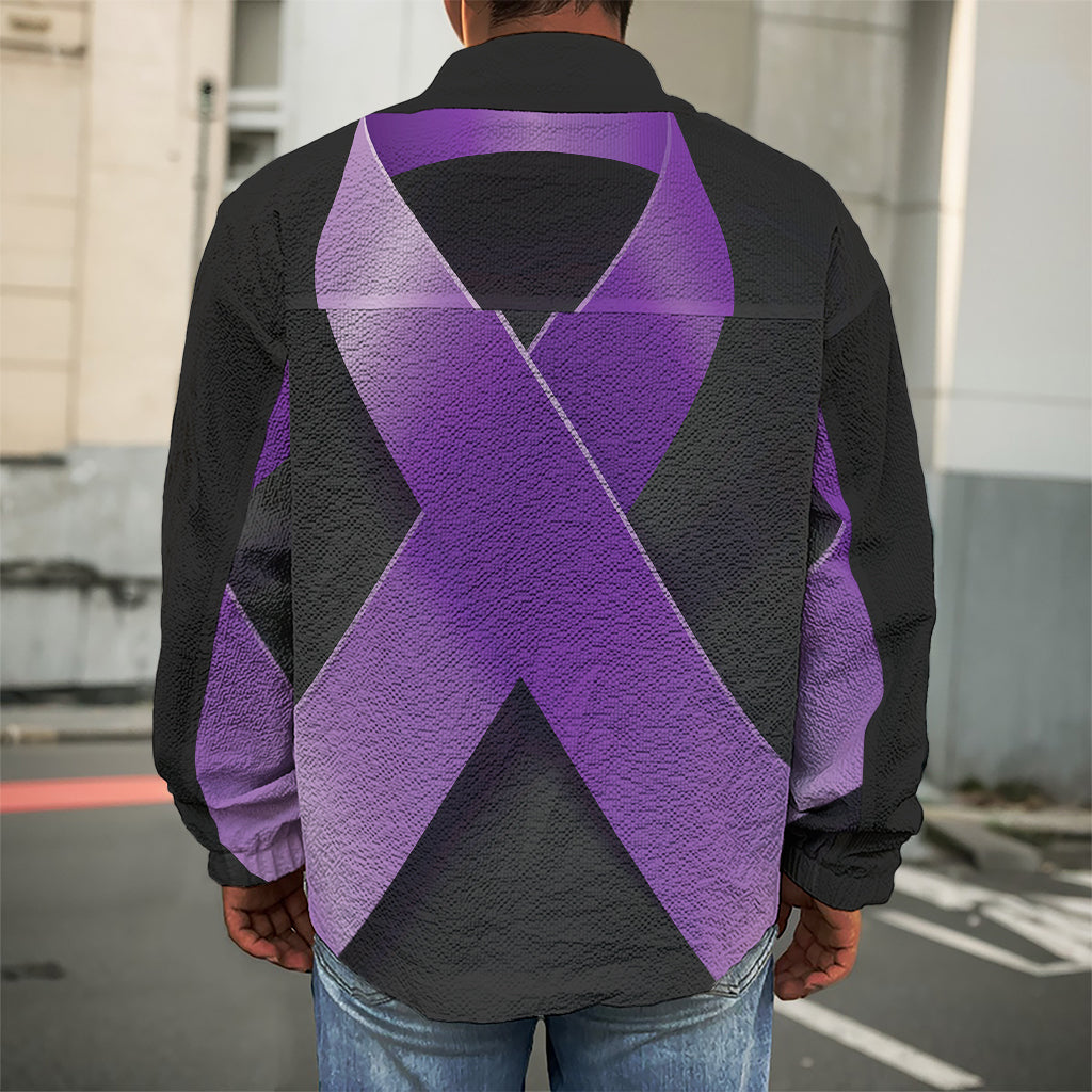 Purple All Cancer Awareness Ribbon Print Men's Shirt Jacket