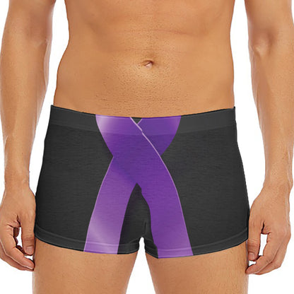 Purple All Cancer Awareness Ribbon Print Men's Short Boxer Briefs