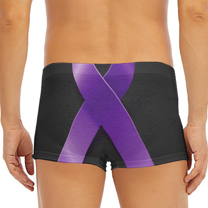 Purple All Cancer Awareness Ribbon Print Men's Short Boxer Briefs