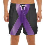 Purple All Cancer Awareness Ribbon Print Men's Split Running Shorts