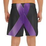 Purple All Cancer Awareness Ribbon Print Men's Split Running Shorts