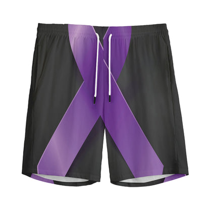 Purple All Cancer Awareness Ribbon Print Men's Sports Shorts