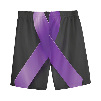 Purple All Cancer Awareness Ribbon Print Men's Sports Shorts