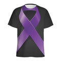 Purple All Cancer Awareness Ribbon Print Men's Athletic T-Shirt