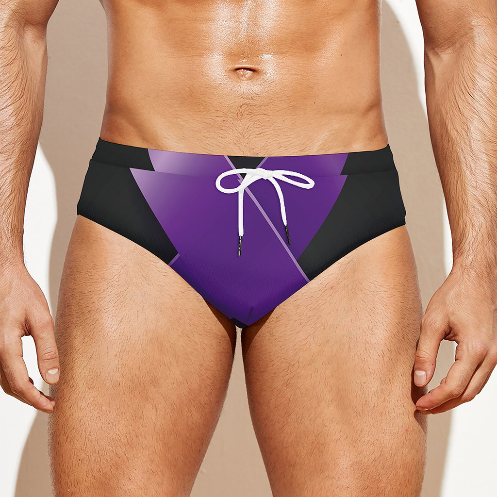 Purple All Cancer Awareness Ribbon Print Men's Swim Briefs