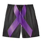 Purple All Cancer Awareness Ribbon Print Men's Swim Trunks