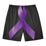 Purple All Cancer Awareness Ribbon Print Men's Swim Trunks