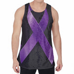 Purple All Cancer Awareness Ribbon Print Men's Velvet Tank Top