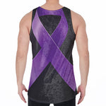 Purple All Cancer Awareness Ribbon Print Men's Velvet Tank Top